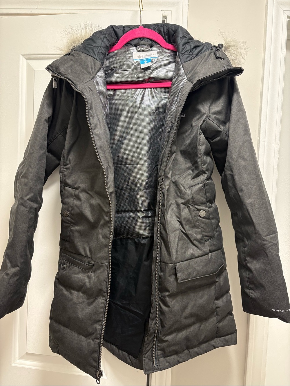 Columbia Women's Black Long Insulated Puffer Coat with Faux Fur Hood